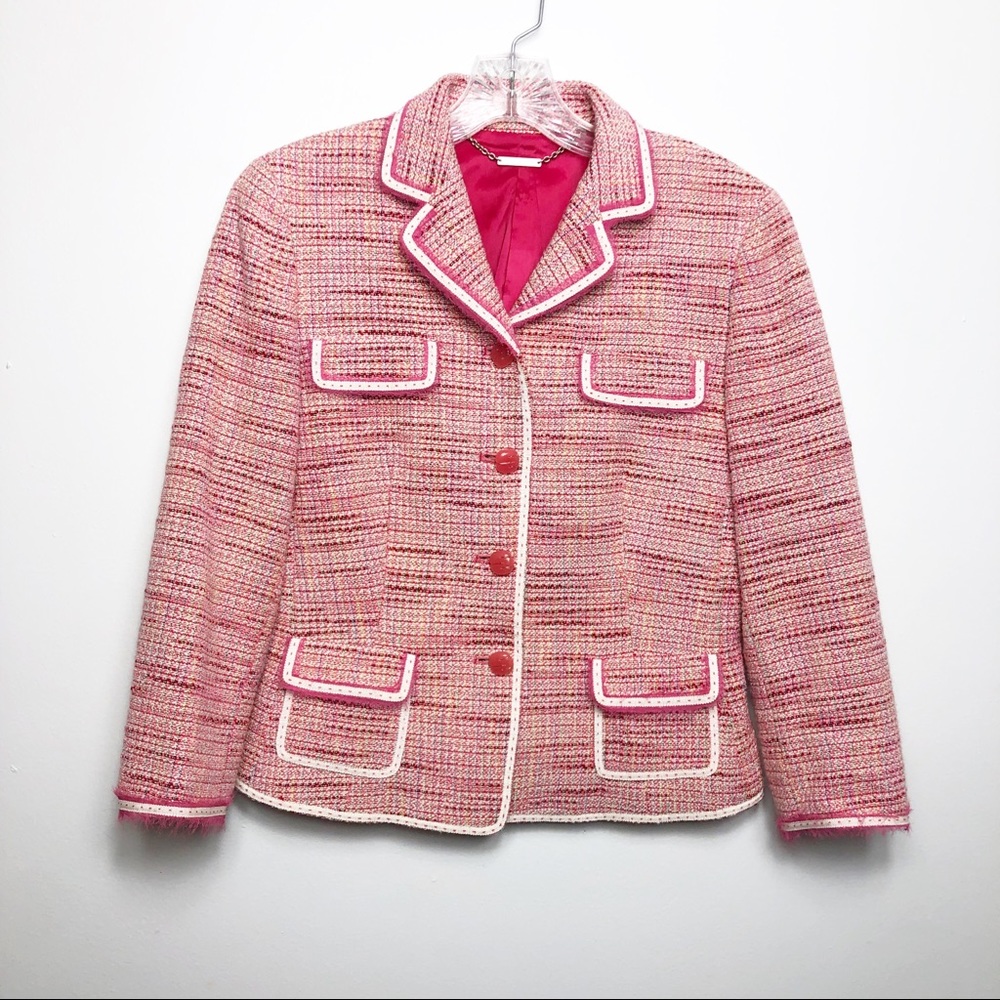 Elie Tahari pink tweed blazer